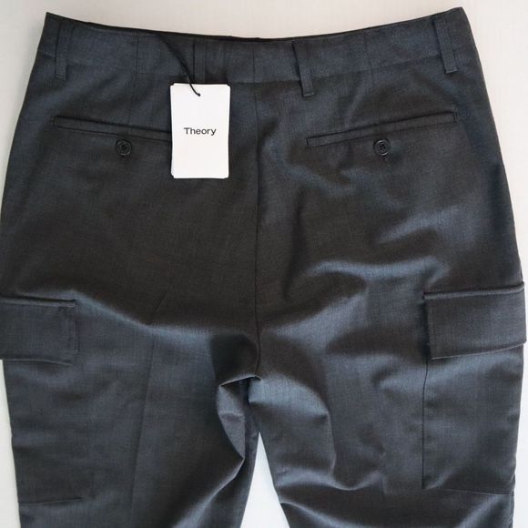 Theory M0871204 Men's Sz 33 Gray Curtis Bonded Wool Twill Cargo Pants $285 - Picture 6 of 10